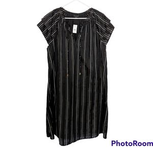 Ann Taylor black shift dress with gold and white stripes size 14 NWT
